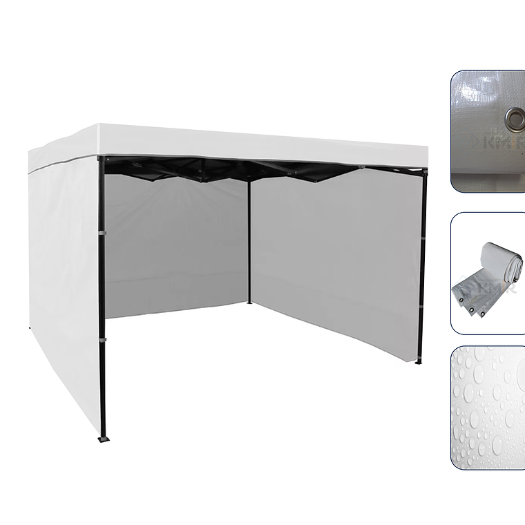 Paredes para toldo Plegable 2x2 con Anillos Metálicos Blanco 1