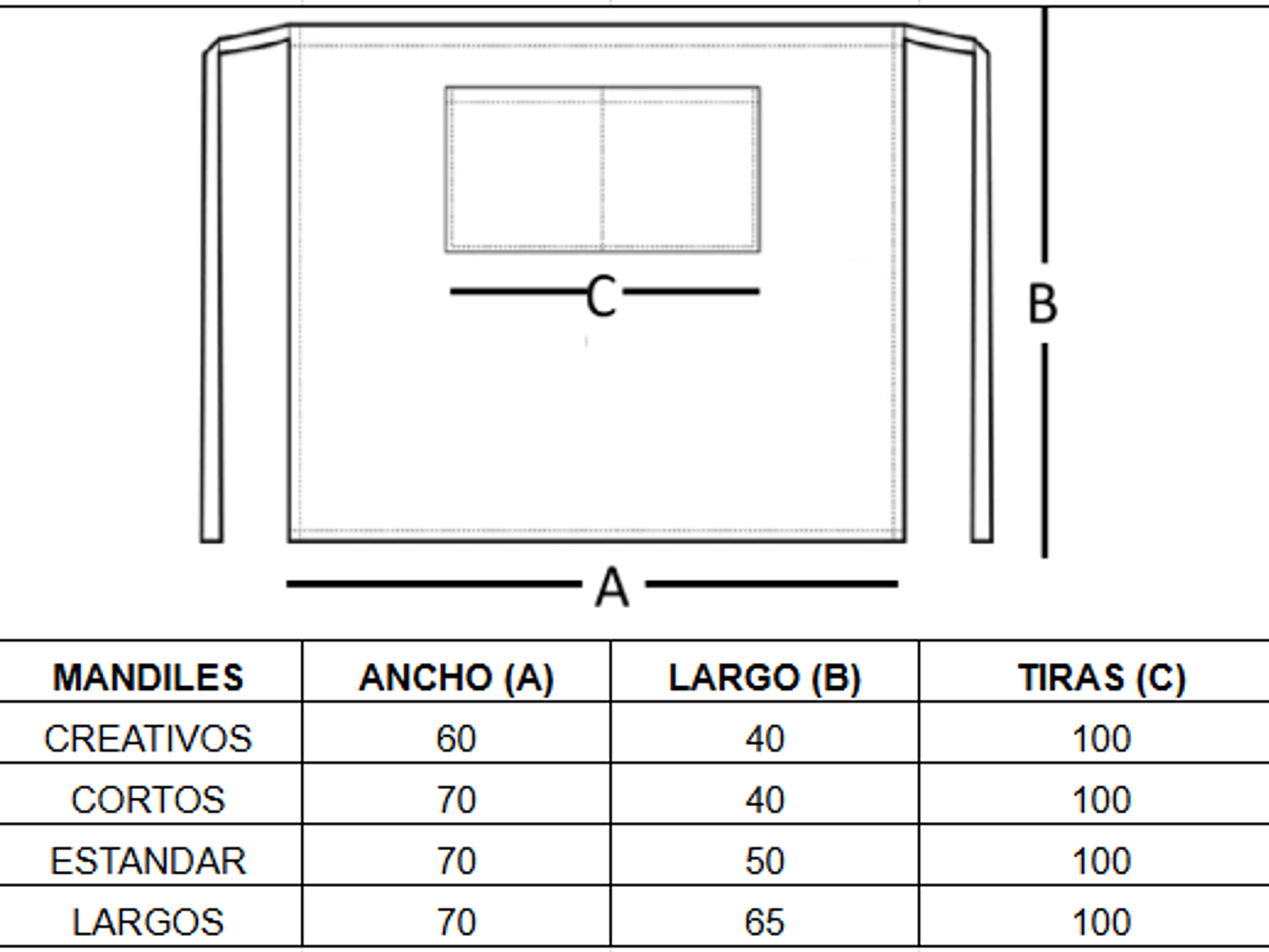 Mandil Clásico Mediano Gabardina 2 bolsillos centrales 21
