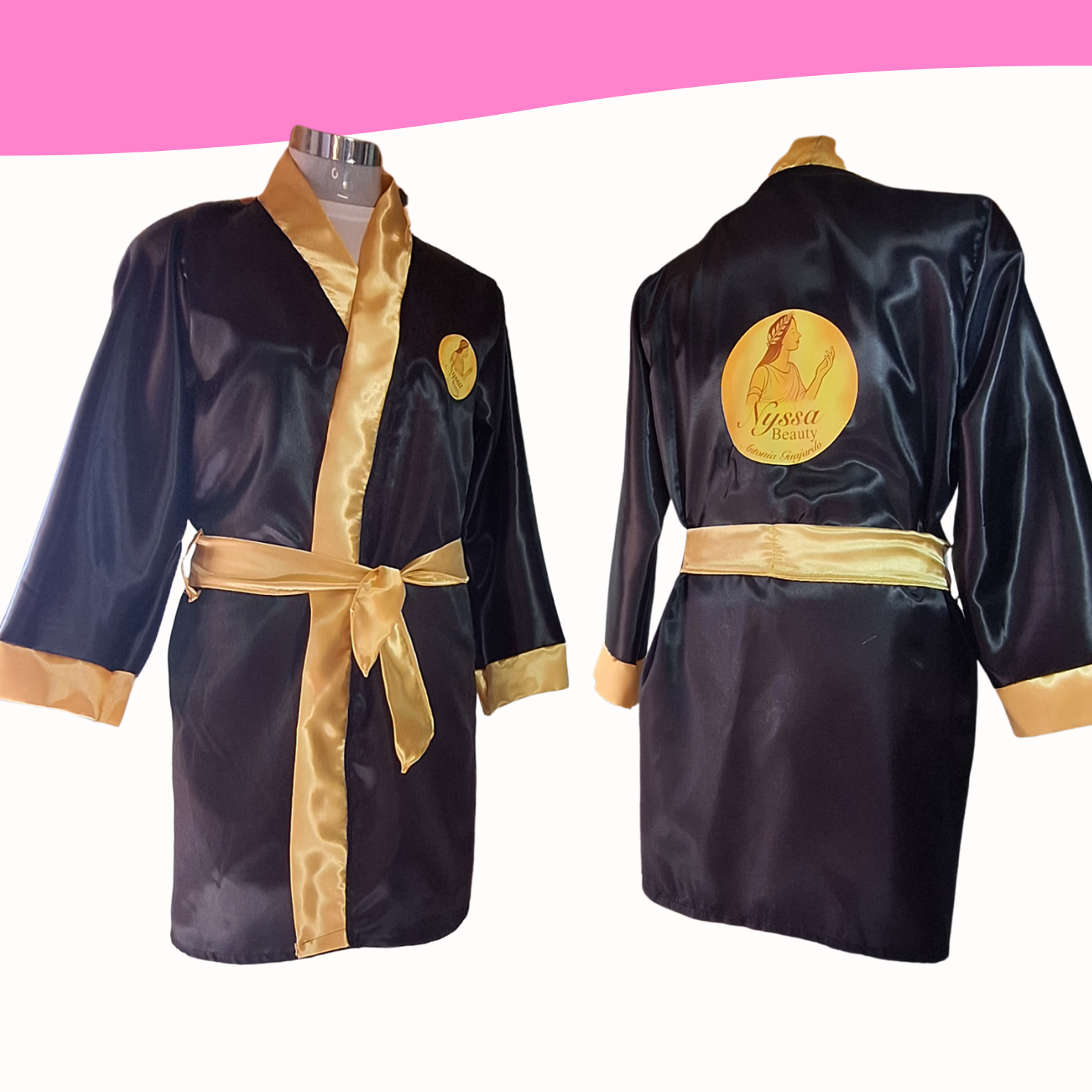 Bata de seda NEGRA 4