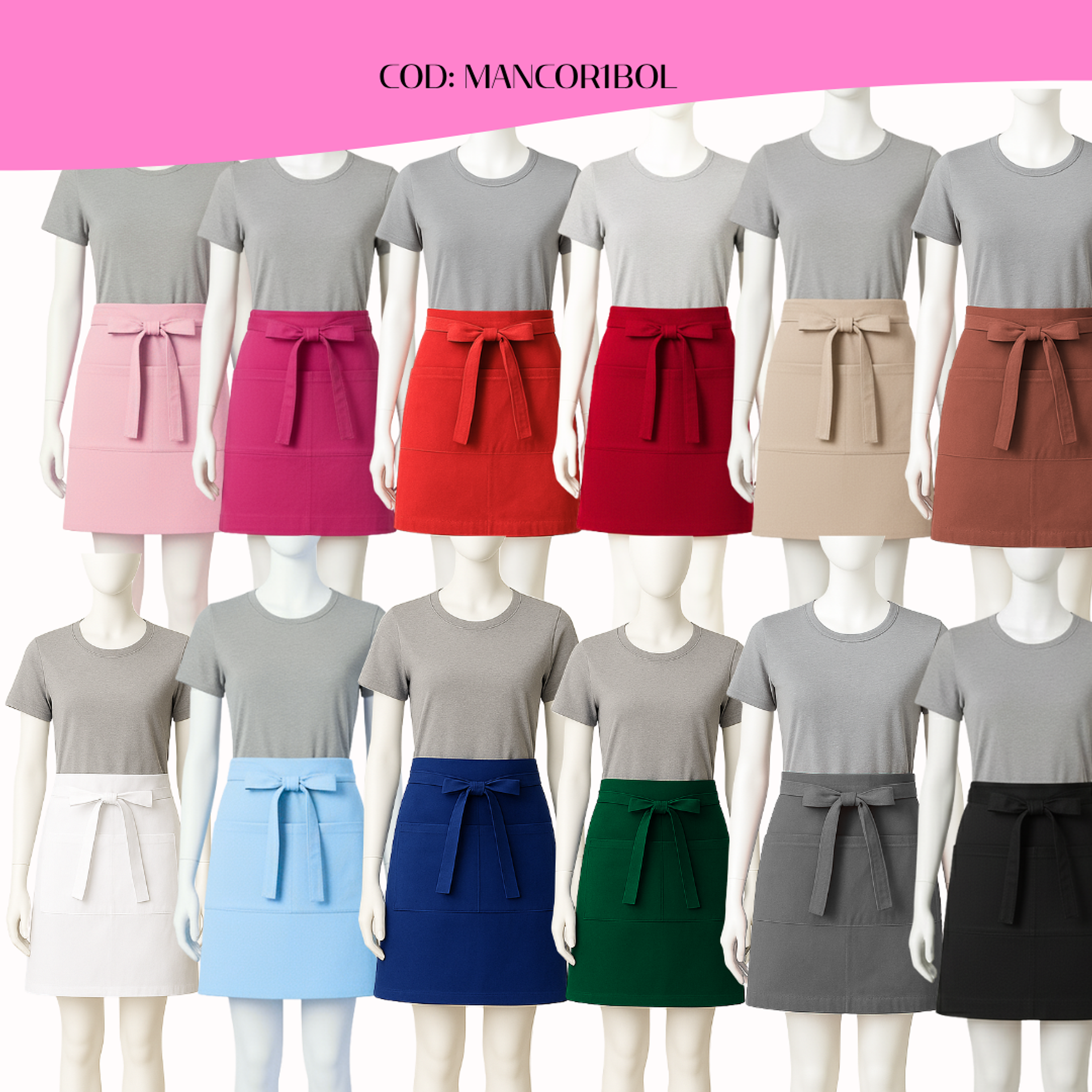 Mandil Clásico Corto Gabardina 2 bolsillos centrales 1