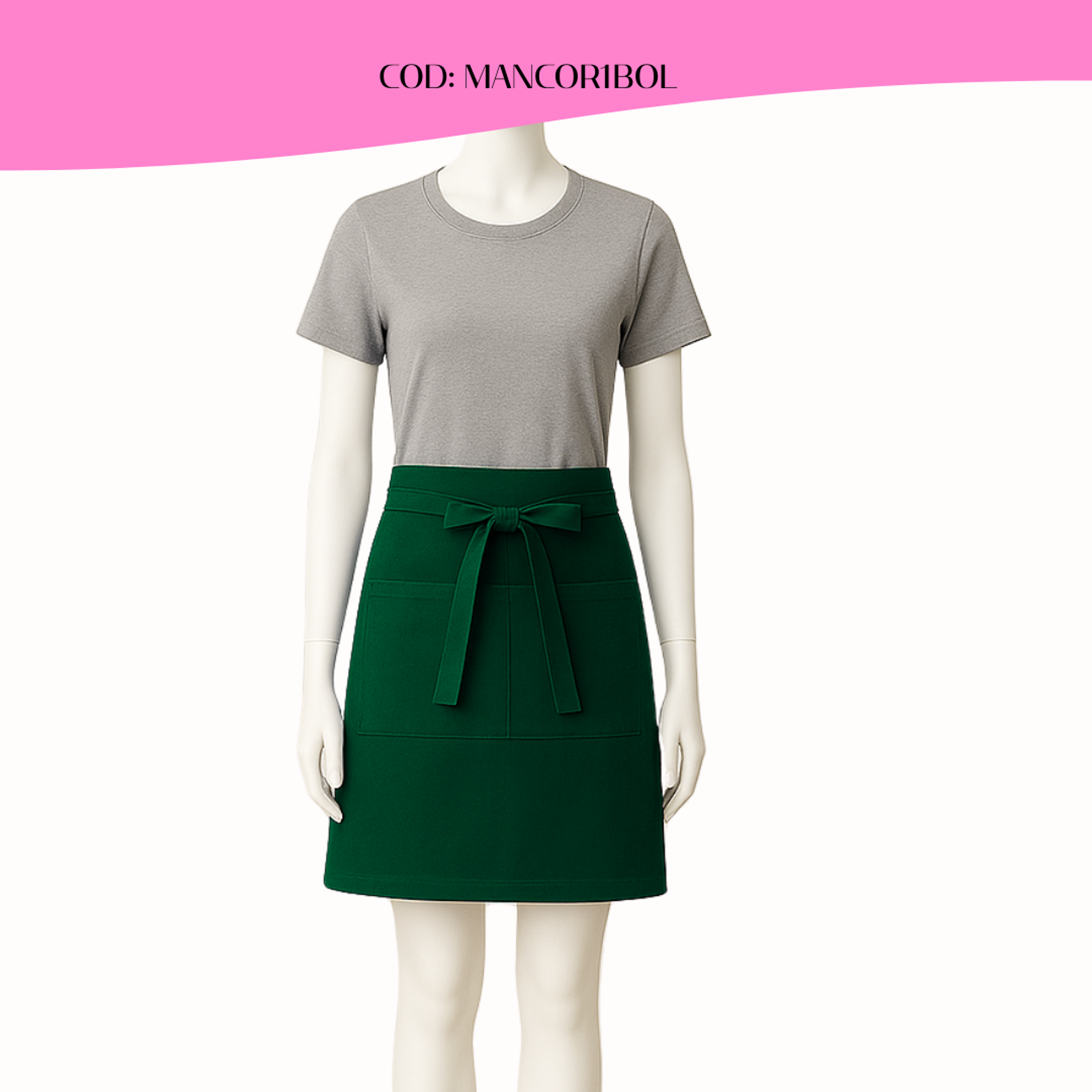 Mandil Clásico Corto Gabardina 2 bolsillos centrales 4