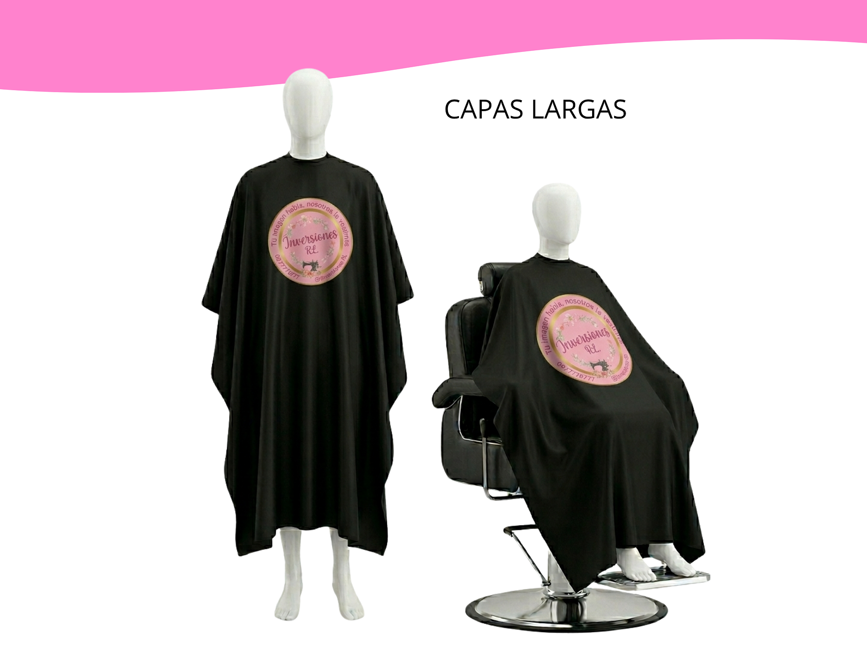 Capas de peluquería antifluidos-Negra 2