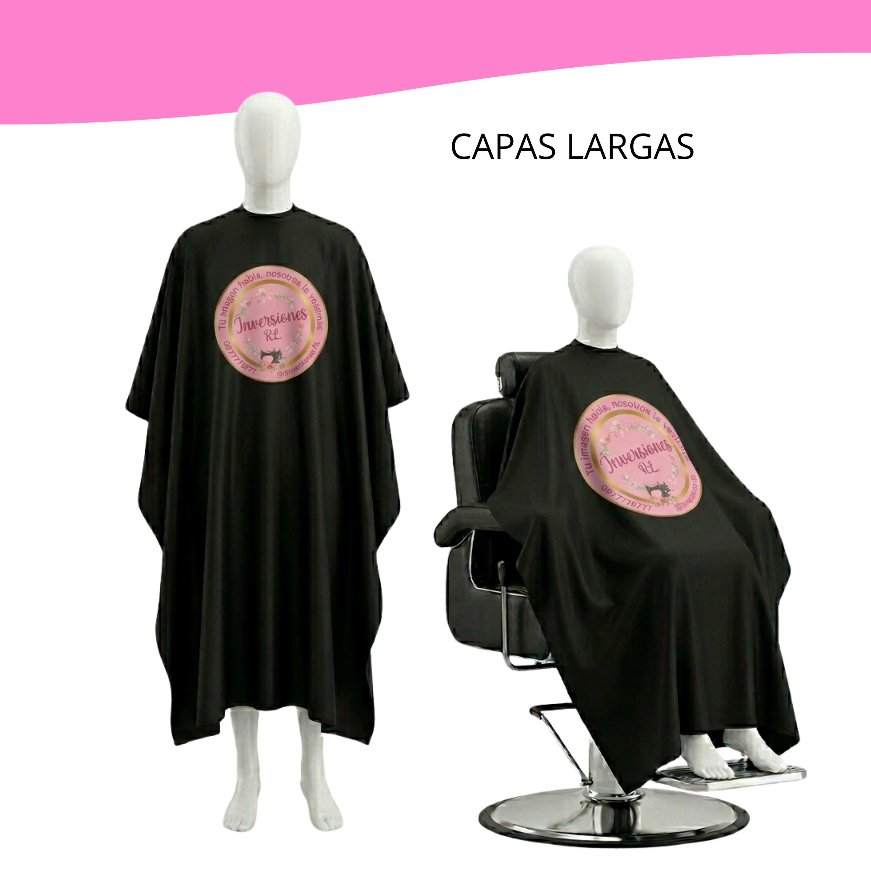Capas de peluquería antifluidos-Negra 2