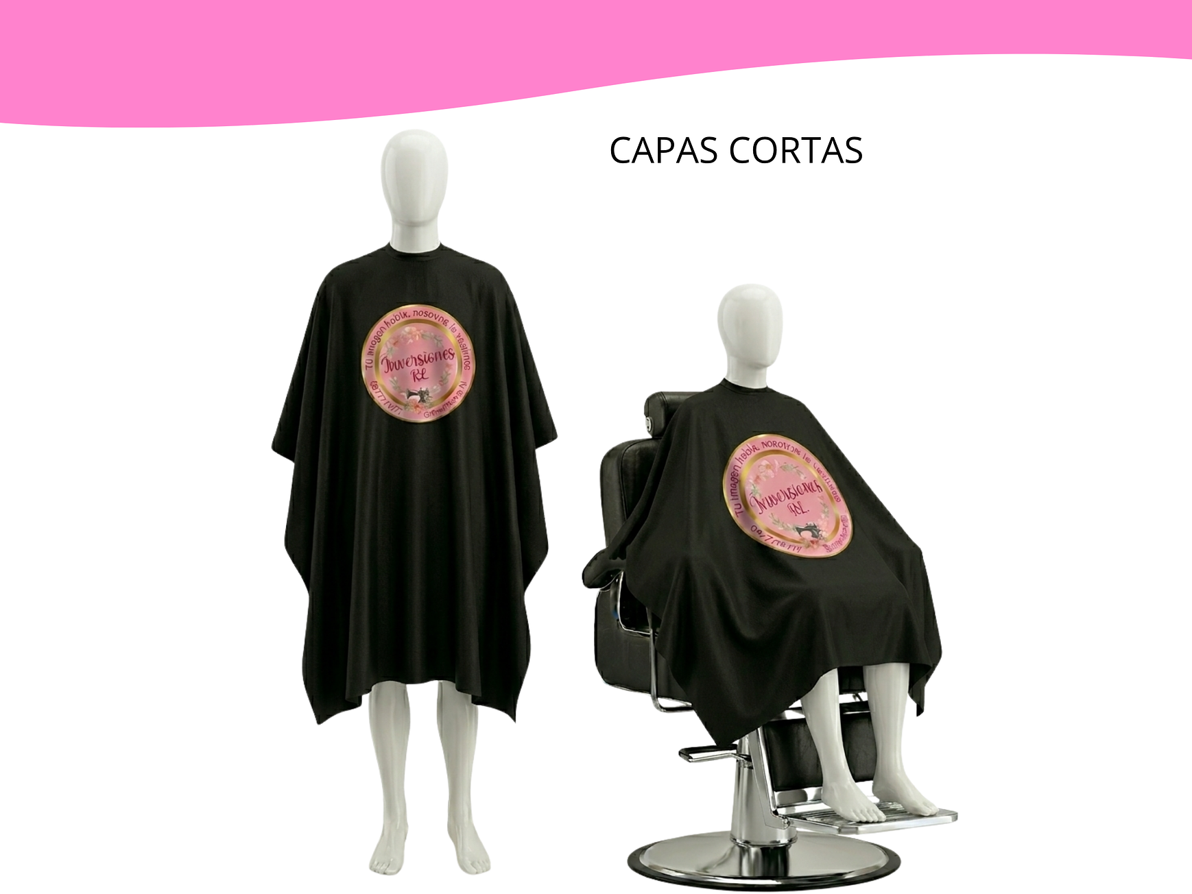 Capas de peluquería antifluidos-Negra 3