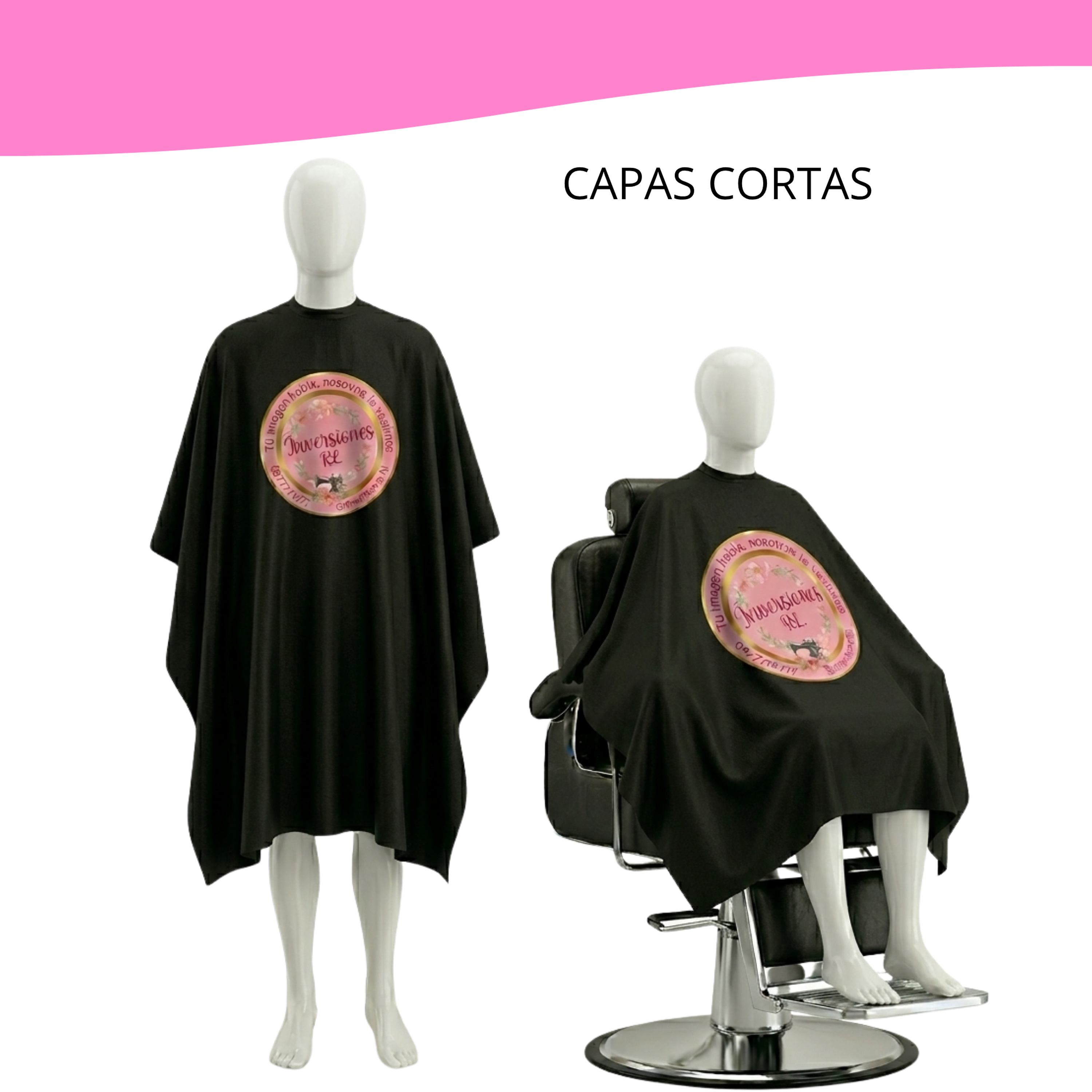 Capas de peluquería antifluidos-Negra 3