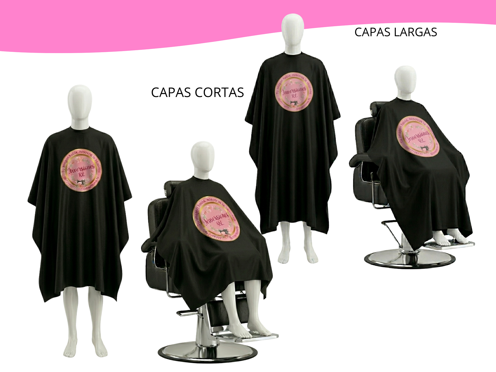 Capas de peluquería antifluidos-Negra 1