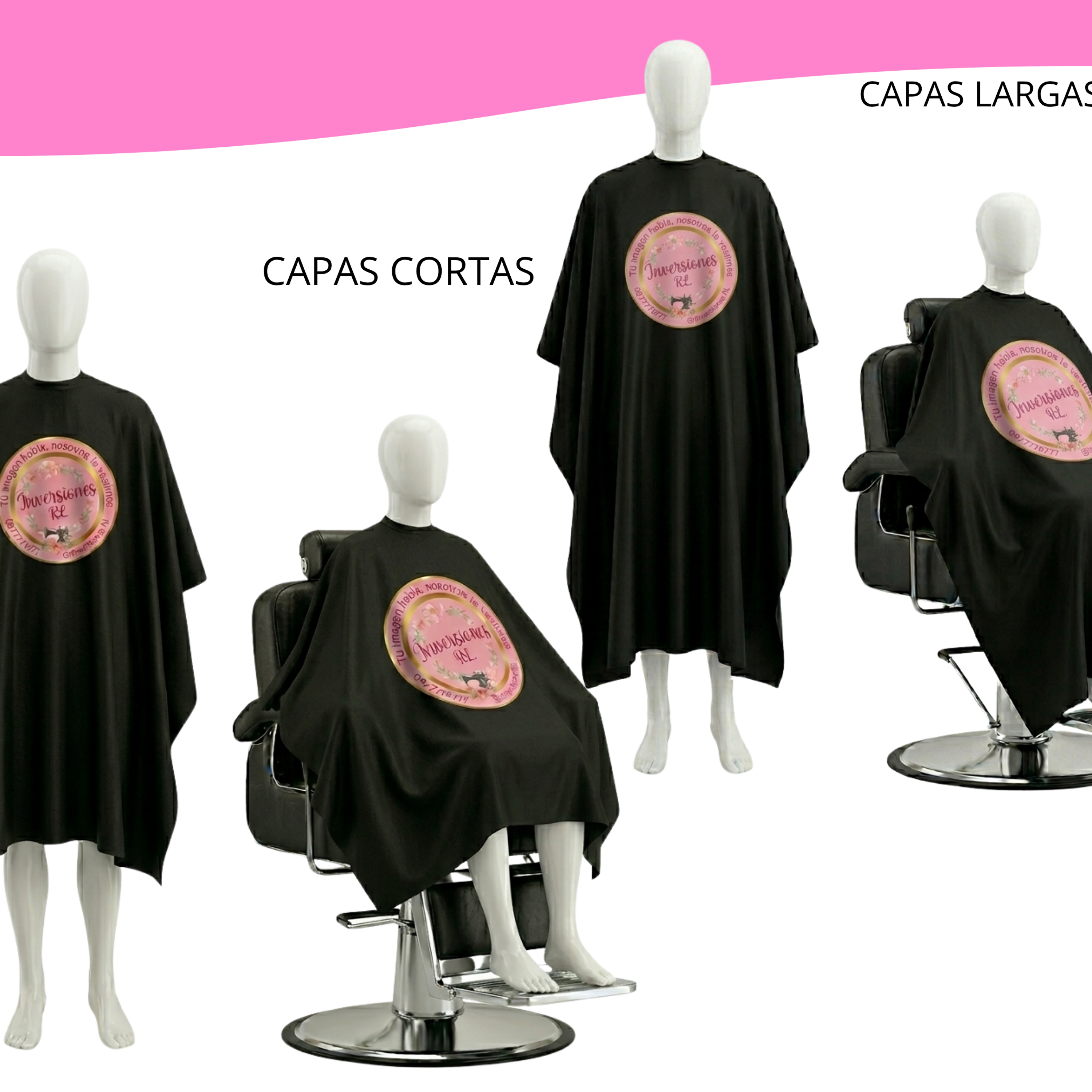 Capas de peluquería antifluidos-Negra 1