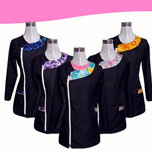 Delantal de educadora manga larga-AZUL