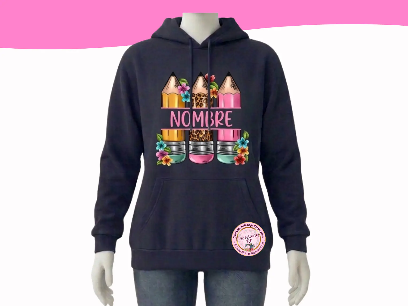 Polerón Educadora diseño lápiz frontal 1