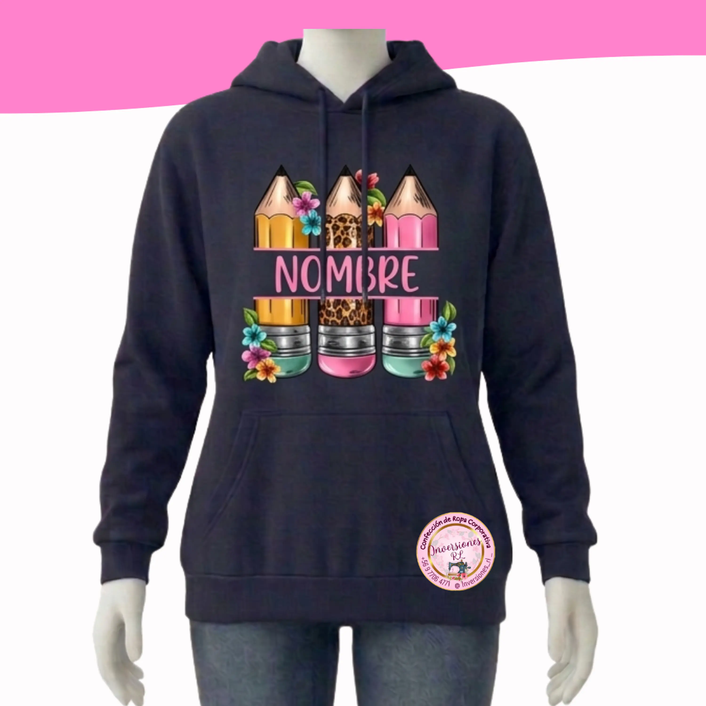 Polerón Educadora diseño lápiz frontal 1