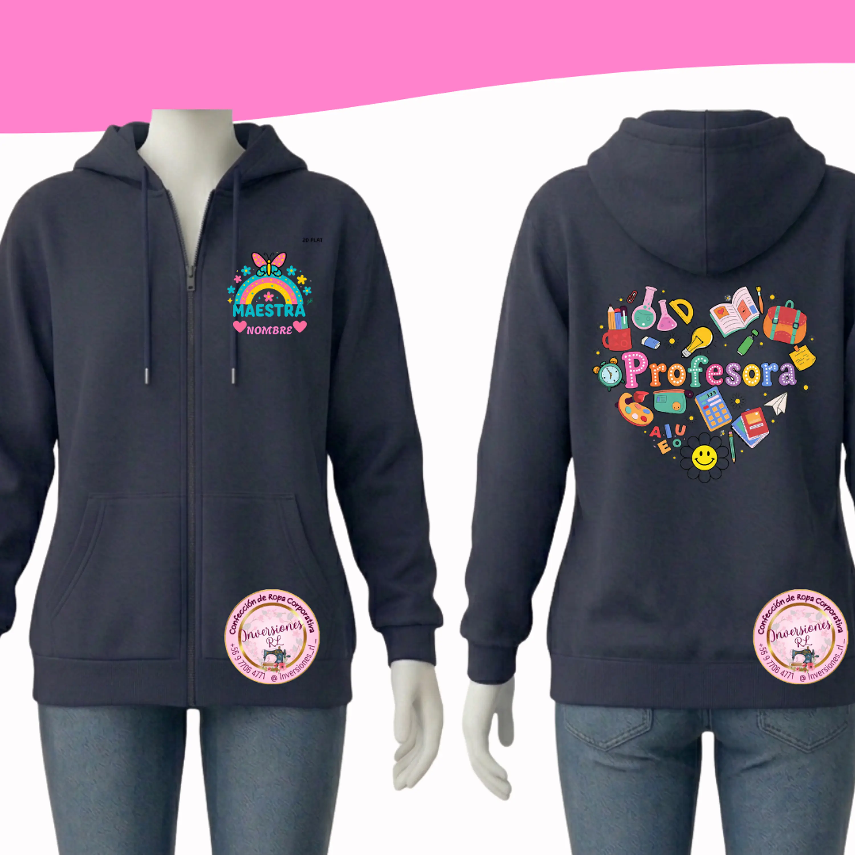 Polerón Educadora diseño  Frontal y espalda 1