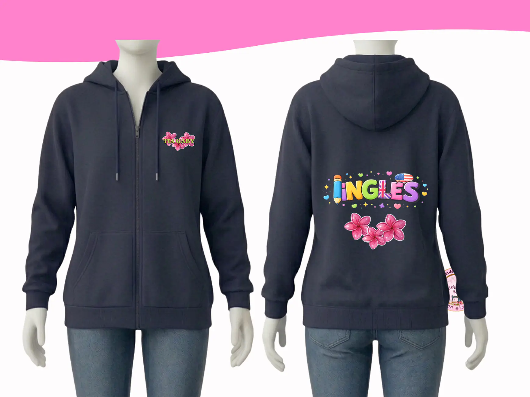 Polerón Educadora diseño  ingles Frontal y espalda 1