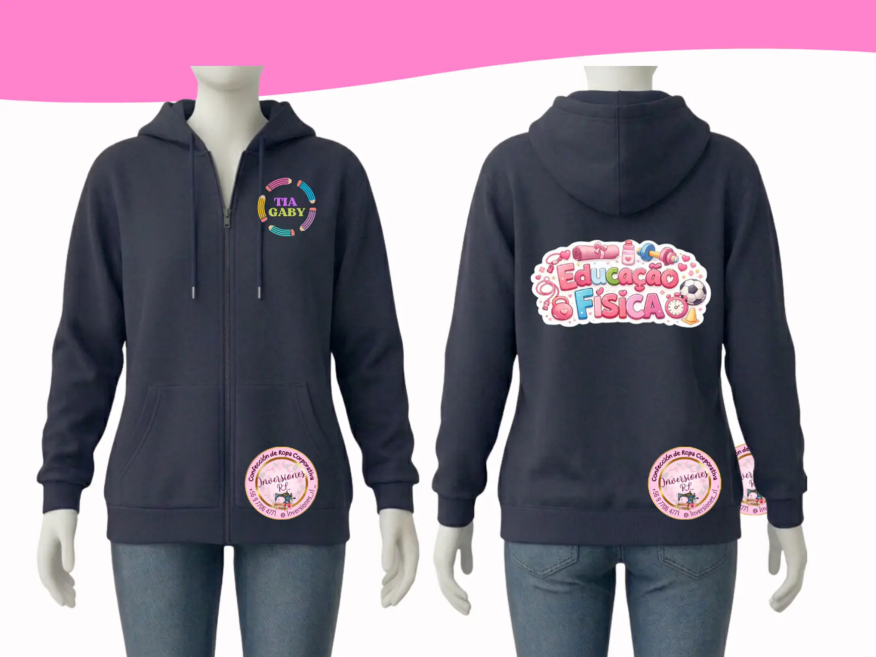 Polerón Educadora diseño  Educación Física Frontal y espalda 1