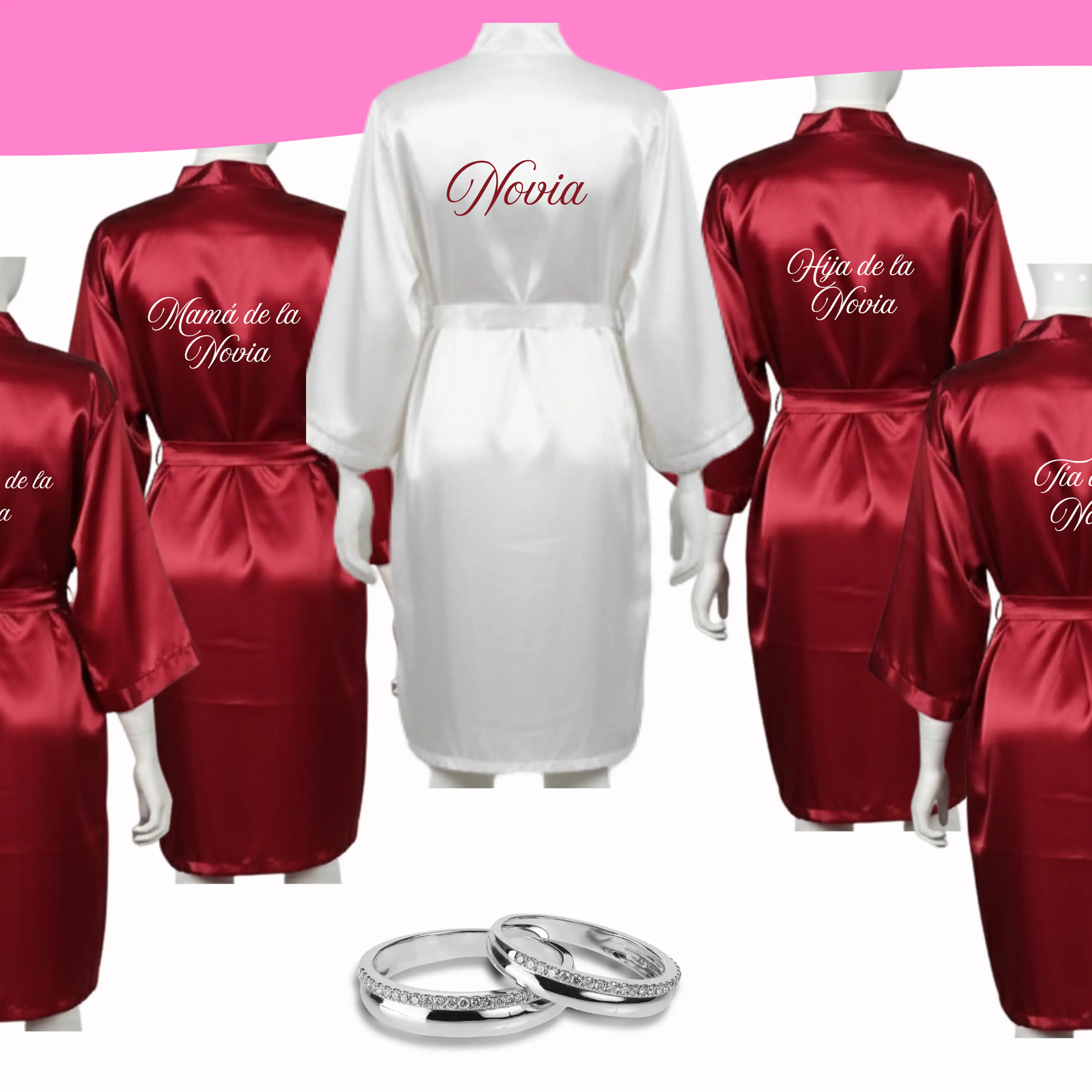 Batas satinadas para matrimonios, eventos y celebraciones 3