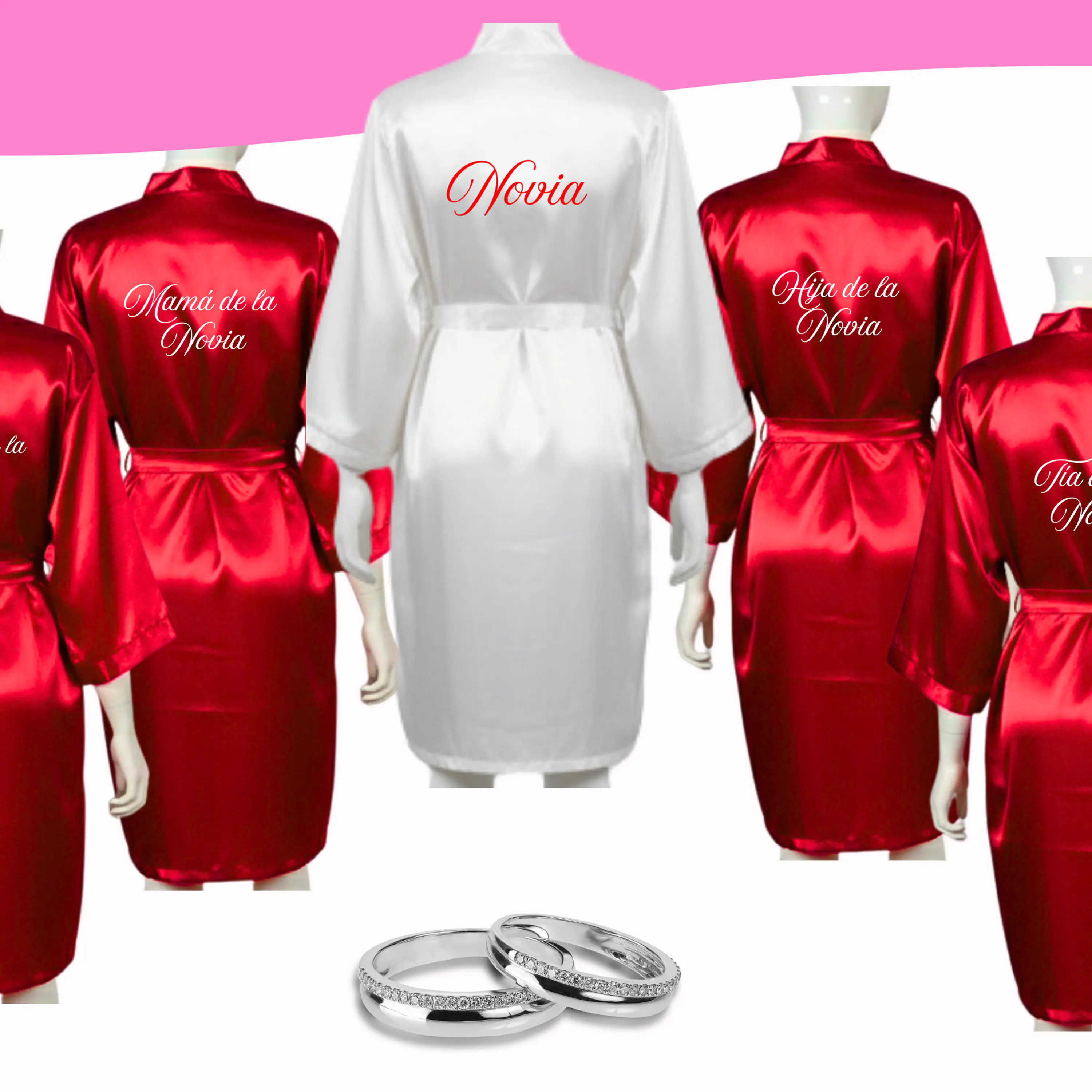Batas satinadas para matrimonios, eventos y celebraciones 4