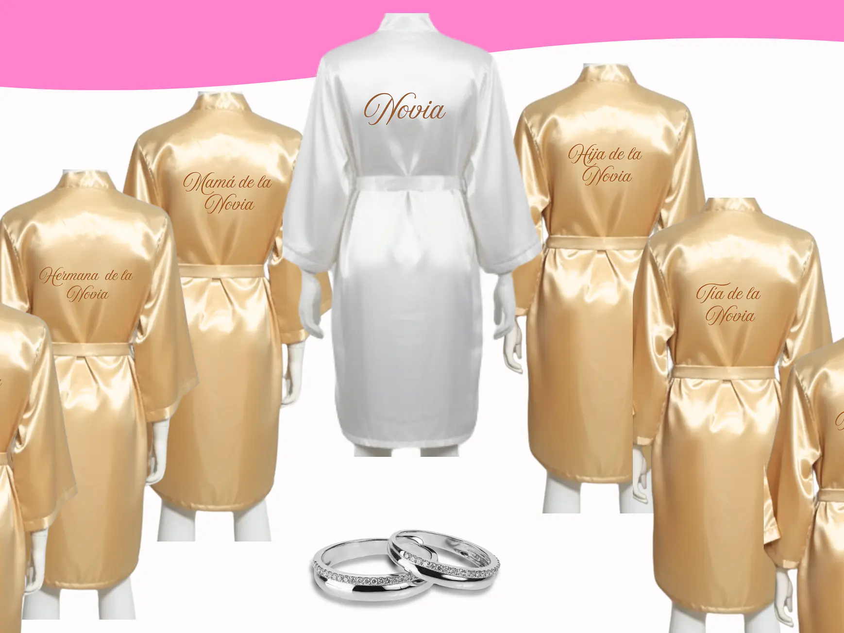 Batas satinadas para matrimonios, eventos y celebraciones 5