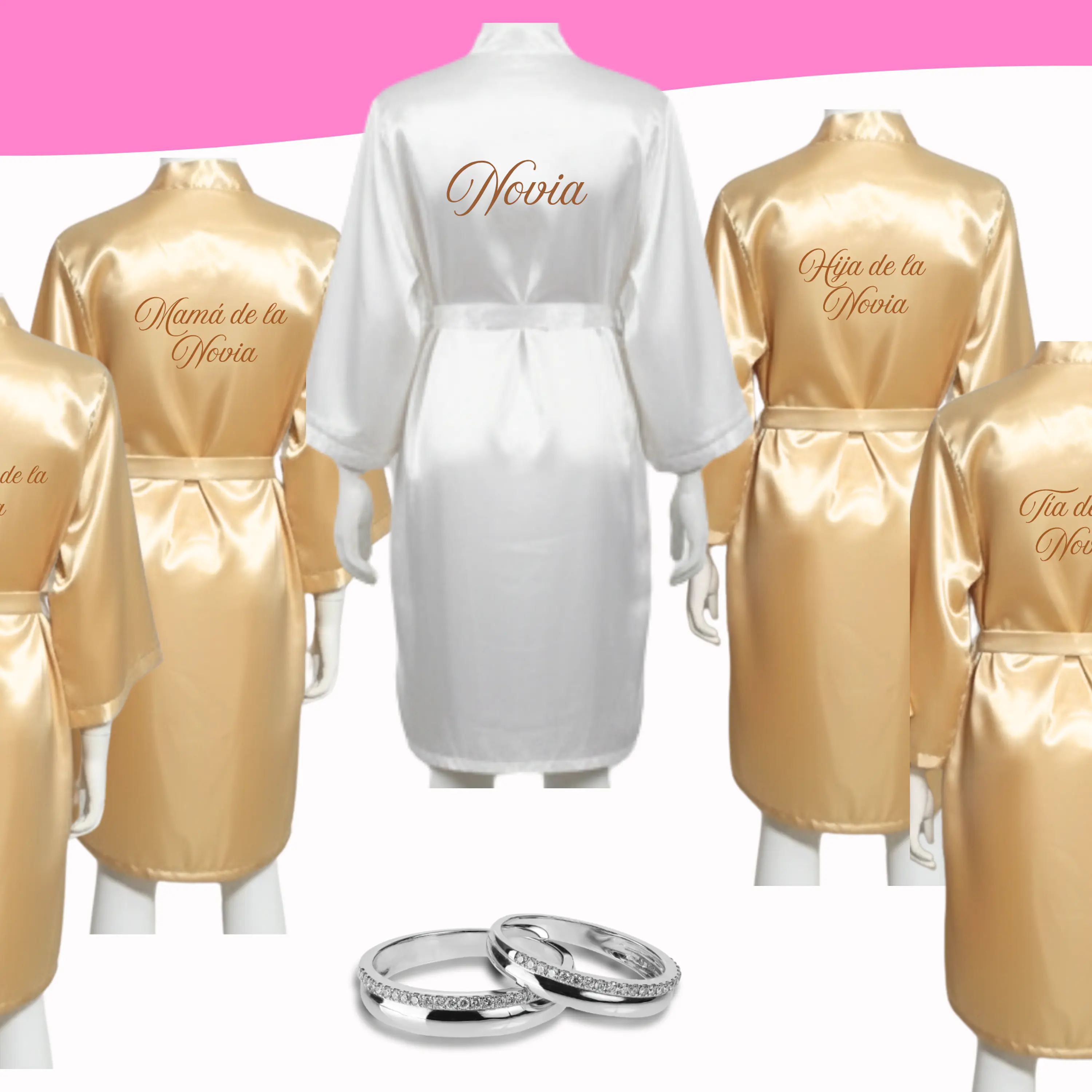 Batas satinadas para matrimonios, eventos y celebraciones 5