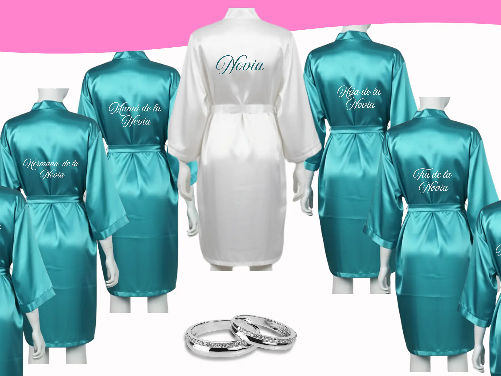 Batas satinadas para matrimonios, eventos y celebraciones 6