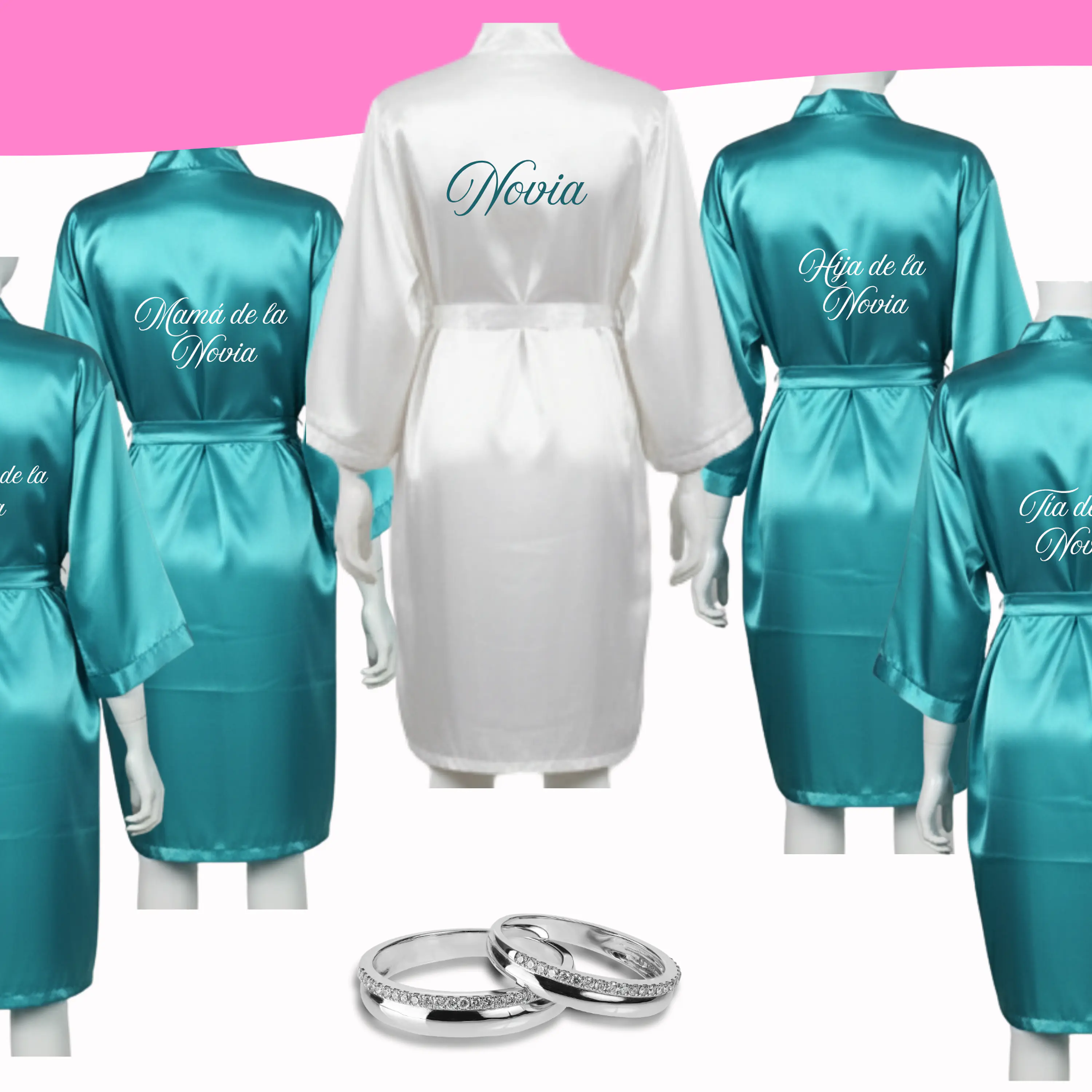 Batas satinadas para matrimonios, eventos y celebraciones 6