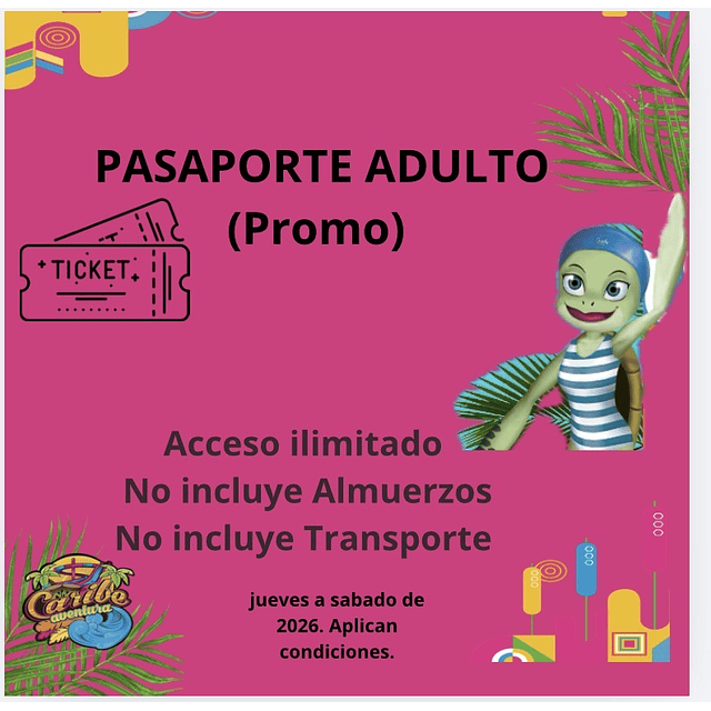 ENTRADA Adulto Parque Caribe Aventura (Tickets Entrada )