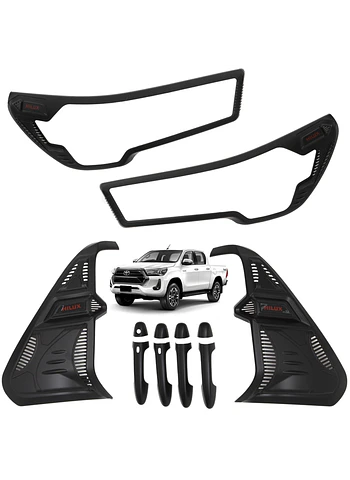 Kit Decorativo Exterior Negro Para Toyota Hilux Revo Full 2021 2022