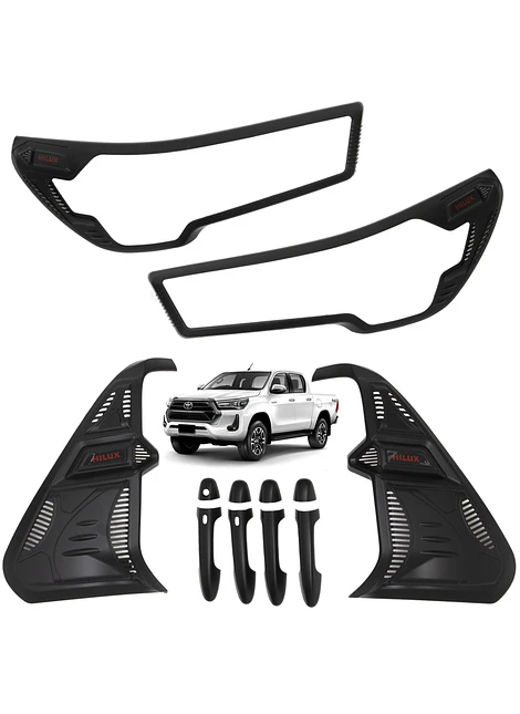 Kit Decorativo Exterior Negro Para Toyota Hilux Revo Full 2021 2022