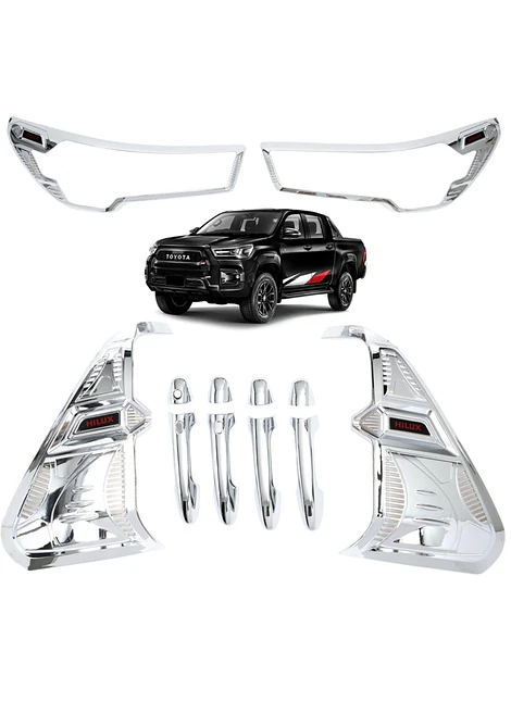 Kit Decorativo Exterior Cromo Para Toyota Hilux Revo / Rocco 2016 2020