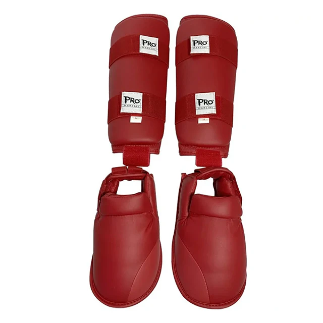 Canilleras de Karate + Empeinera Pro Marcial Rojo