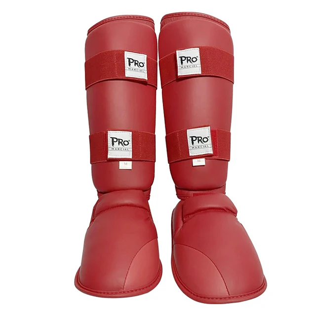Canilleras de Karate + Empeinera Pro Marcial Rojo