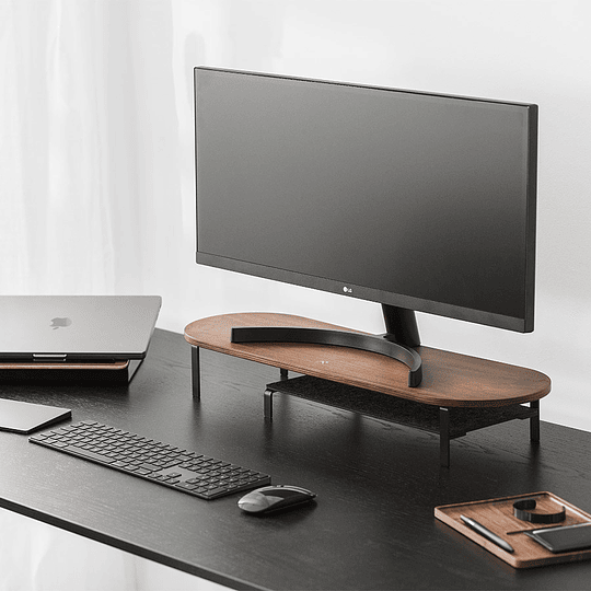 Woodcessories - Monitor Stand Single with Shelf (walnult/bk) - Image 3
