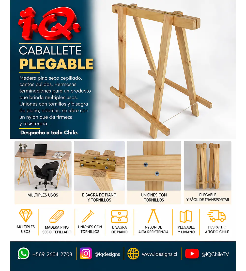 Caballete plegable de madera