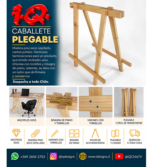 Caballete plegable de madera