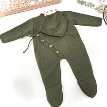 Babygrow Malha + Gorro Verde Seco