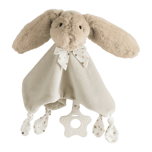 Doudou Coelhinho Bege com Mordedor . Mathilde M . Personalizado