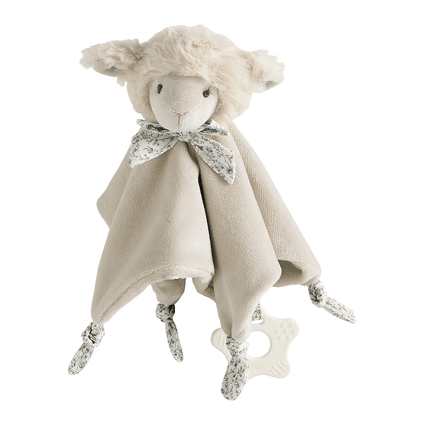 Doudou Ovelha Bege com Mordedor . Mathilde M . Personalizado