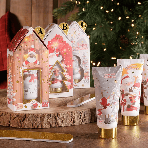 Coffret Creme Mãos + Lima . Casinha de Natal . Pai Natal . Rena . Boneco Neve