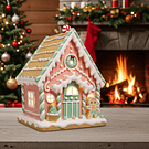 Casa Bolacha Gengibre Rosa . Candy com Luz Led 