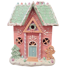 Casa Bolacha Gengibre Rosa . Candy com Luz Led