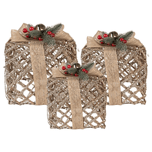 Conjunto 3 Presentes em Metal c/ Led Clayre & Eef 66308