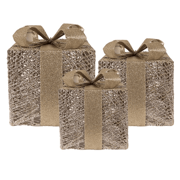 Conjunto 3 Presentes em Metal c/ Led Clayre & Eef 66312