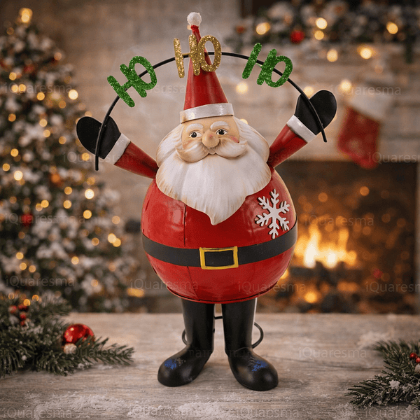 Pai Natal Metal HO HO HO 50 cm