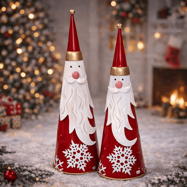 Pai Natal Cone em Metal . 2 Tamanhos