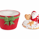 Pote Cupcake em Cerâmica . Pai Natal