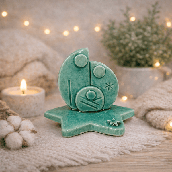 Presépio Estilizado Verde . Artesanal . Peça de Autor