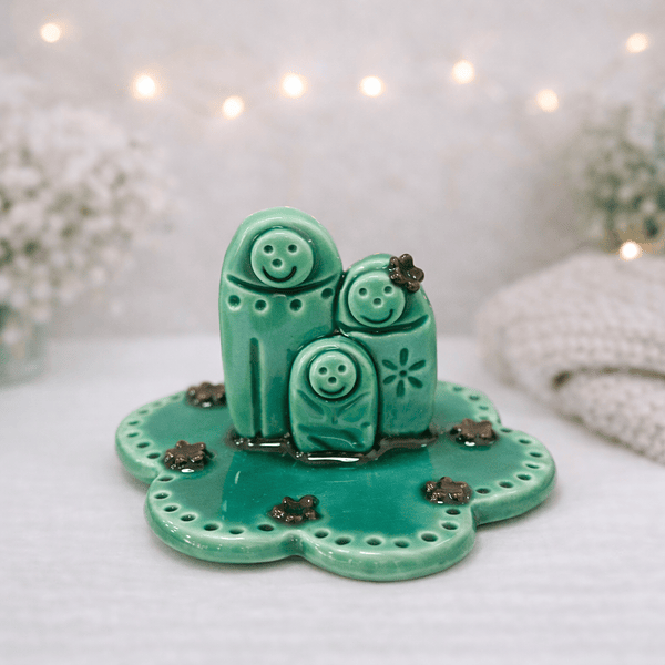 Presépio Estilizado Flores Verde . Artesanal . Peça de Autor 