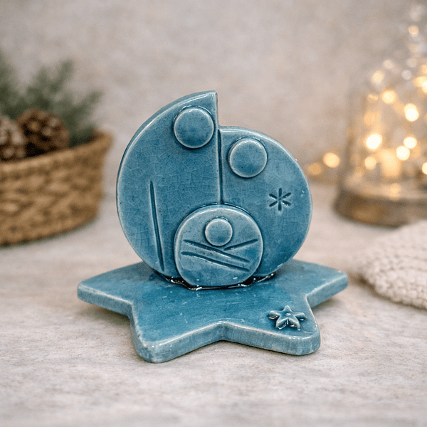 Presépio Estilizado Azul . Artesanal . Peça de Autor