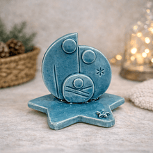 Presépio Estilizado Azul . Artesanal . Peça de Autor