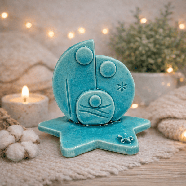 Presépio Estilizado Turquesa . Artesanal . Peça de Autor