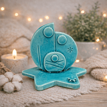 Presépio Estilizado Turquesa . Artesanal . Peça de Autor