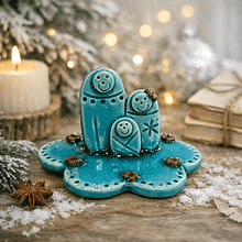 Presépio Estilizado Flores Azul . Artesanal . Peça de Autor